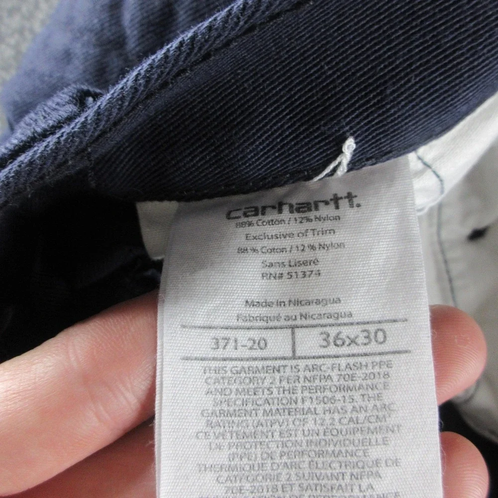 Carhartt FR Pants Mens 36x30 Blue Flame Resistant CAT 2 Canvas Chino Workwear